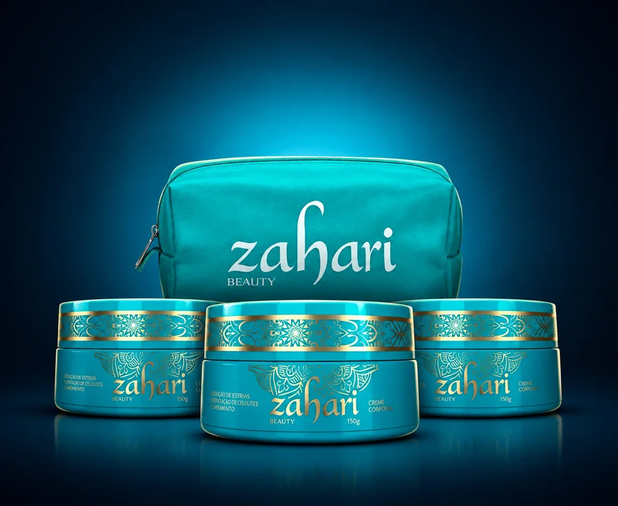 Zahari, kit com 3 potes e nécessaire de brinde